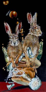 A COUPLE OF OLD SOAKS - OIL ON CANVAS  image size 12" x 24"