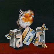 THE A B C MURDERS - OIL ON CANVAS  image size 8" x 8"