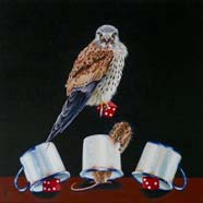 A GAME OF CHEATING LITTLE BLIGHTERS - OIL ON CANVAS  image size 16" x 16"