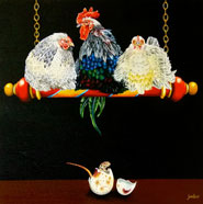 MALICIOUS GOSSIP - OIL ON CANVAS  image size 24" x 24"