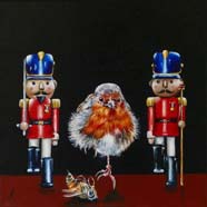 THE NUTCRACKER MURDER - OIL ON CANVAS  image size 8" x 8"