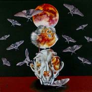 BLACK MURDER ON A DARK SABBATH - OIL ON CANVAS  image size 10" x 10"