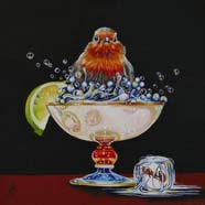 MURDER WITH AN ICE & SLICE - OIL ON CANVAS  image size 8" x 8"