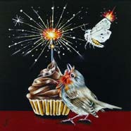 A SPARKLING GOOD MURDER - OIL ON CANVAS  image size 8" x 8"