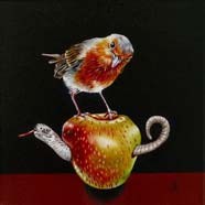 A TEMPTINGLY SWEET MURDER - OIL ON CANVAS  image size 8" x 8"