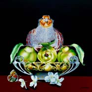 THE BLOSSOM QUINCE - OIL ON CANVAS  image size 12" x 12"