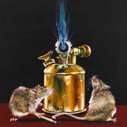 THE PITSTOP BOYS LIGHT THE TORCH - OIL ON CANVAS  image size 10" x 10"