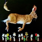 TIP TOE THROUGH THE TULIPS - OIL ON CANVAS  image size 30" x 30"