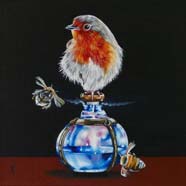 A LITTLE WHIFF OF MURDER - OIL ON CANVAS  image size 8" x 8"