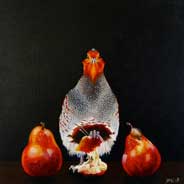 The Precious Pear - Oil on canvas - 6 inches x 6 inches painting by artist Jane Ford