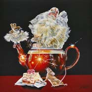MOTHER BETTY’S AFTERNOON TEA DANCE - OIL ON CANVAS  image size 16" x 16"
